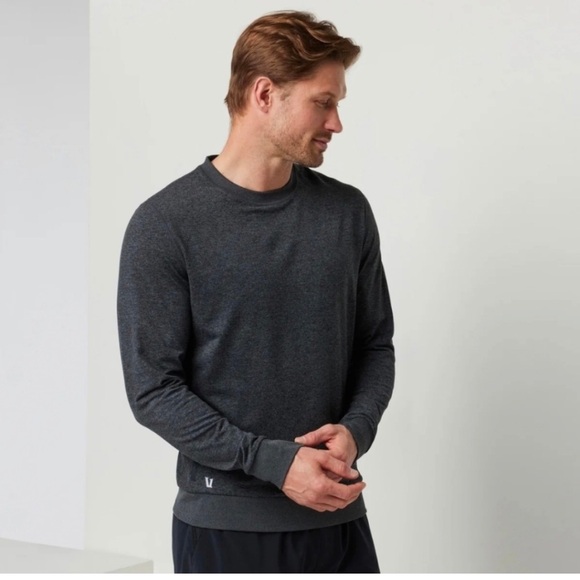 Vuori Other - Vuori Gray Ponto Performance Crew Long Sleeve Tee Shirt Zipper Pocket Medium M